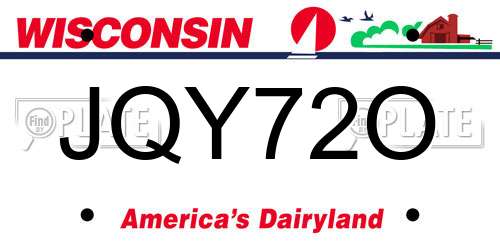 JQY72O Wisconsin License Plate