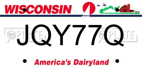 JQY77Q Wisconsin License Plate