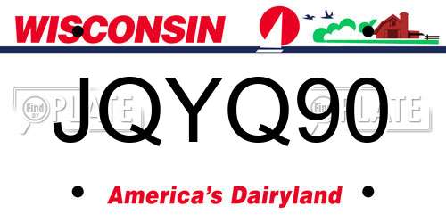 JQYQ90 Wisconsin License Plate