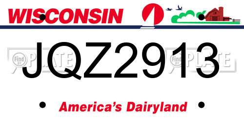 JQZ2913 Wisconsin License Plate