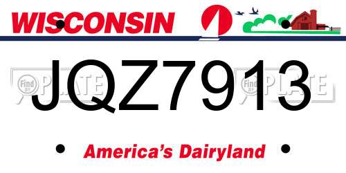 JQZ7913 Wisconsin License Plate