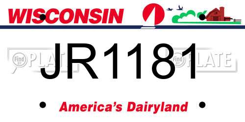 JR1181 Wisconsin License Plate