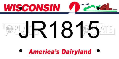 JR1815 Wisconsin License Plate