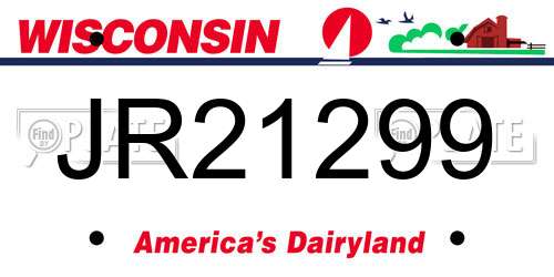 JR21299 Wisconsin License Plate