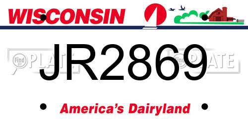JR2869 Wisconsin License Plate