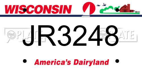 JR3248 Wisconsin License Plate