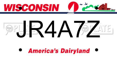 JR4A7Z Wisconsin License Plate