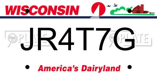 JR4T7G Wisconsin License Plate