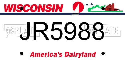 JR5988 Wisconsin License Plate