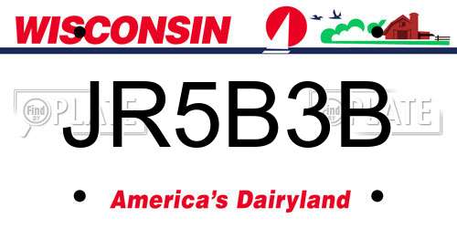 JR5B3B Wisconsin License Plate
