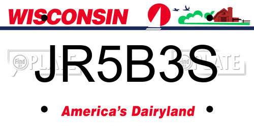 JR5B3S Wisconsin License Plate