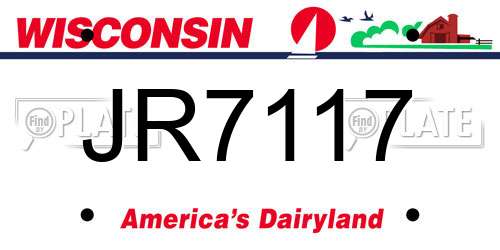 JR7117 Wisconsin License Plate