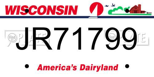 JR71799 Wisconsin License Plate
