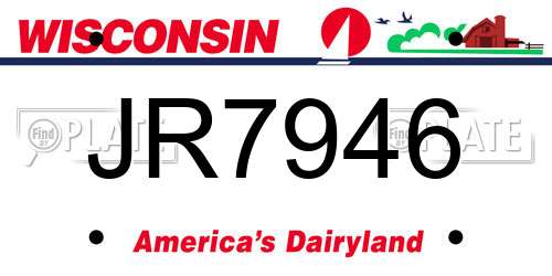 JR7946 Wisconsin License Plate