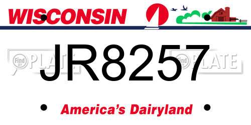 JR8257 Wisconsin License Plate