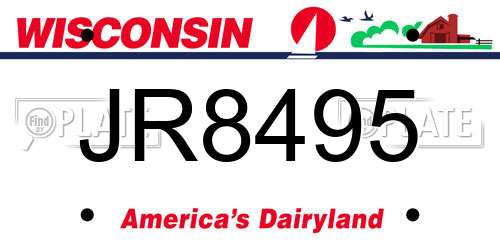 JR8495 Wisconsin License Plate
