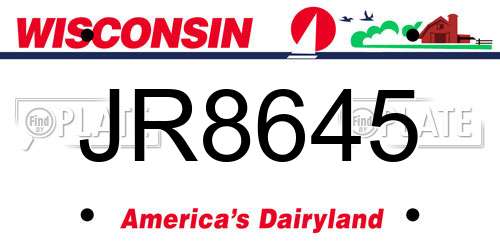 JR8645 Wisconsin License Plate
