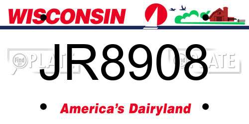 JR8908 Wisconsin License Plate