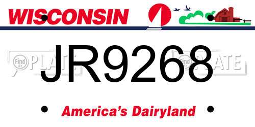 JR9268 Wisconsin License Plate