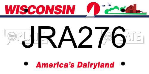 JRA276 Wisconsin License Plate