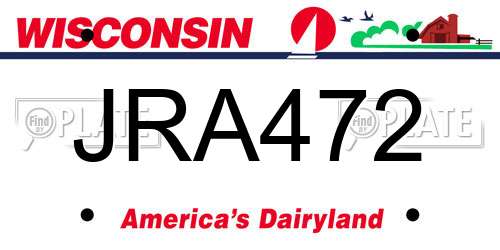 JRA472 Wisconsin License Plate