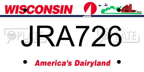 JRA726 Wisconsin License Plate