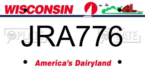 JRA776 Wisconsin License Plate
