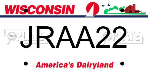 JRAA22 Wisconsin License Plate