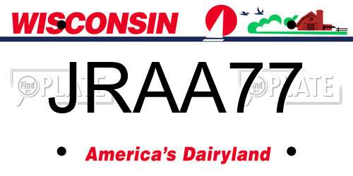 JRAA77 Wisconsin License Plate