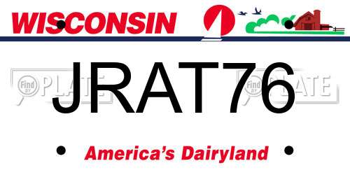 JRAT76 Wisconsin License Plate