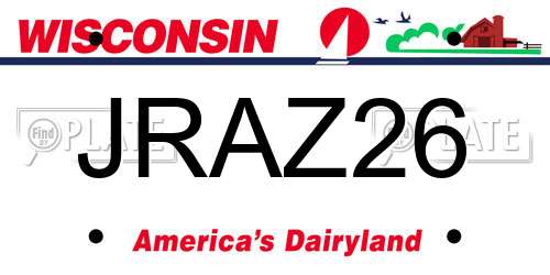 JRAZ26 Wisconsin License Plate