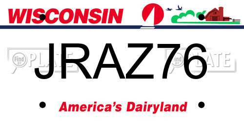 JRAZ76 Wisconsin License Plate