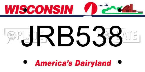 JRB538 Wisconsin License Plate