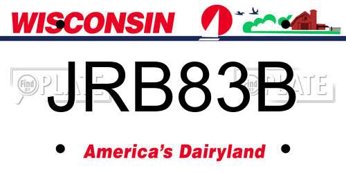 JRB83B Wisconsin License Plate