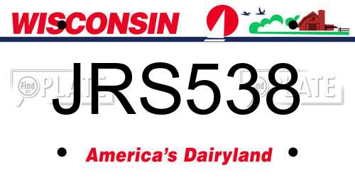 JRS538 Wisconsin License Plate