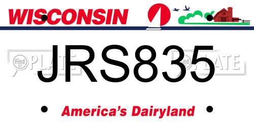JRS835 Wisconsin License Plate