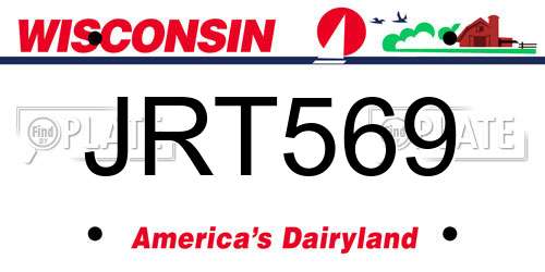 JRT569 Wisconsin License Plate