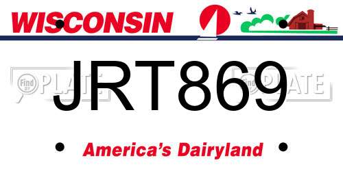 JRT869 Wisconsin License Plate