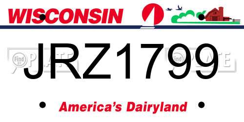 JRZ1799 Wisconsin License Plate