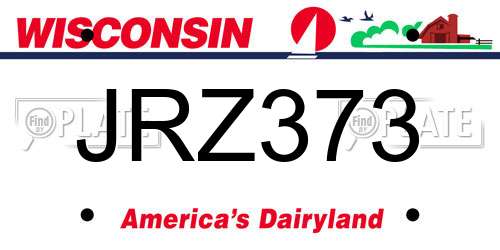 JRZ373 Wisconsin License Plate