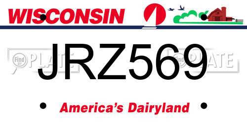 JRZ569 Wisconsin License Plate