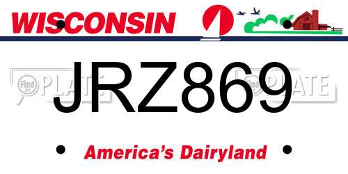JRZ869 Wisconsin License Plate