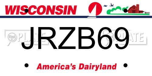JRZB69 Wisconsin License Plate