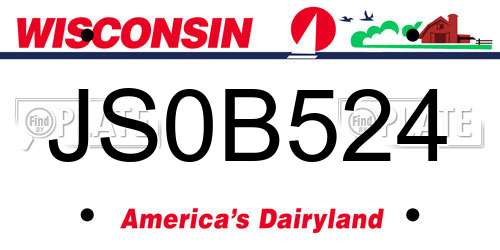 JS0B524 Wisconsin License Plate