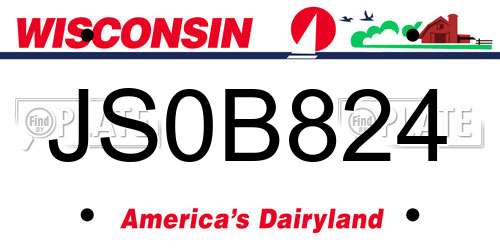 JS0B824 Wisconsin License Plate