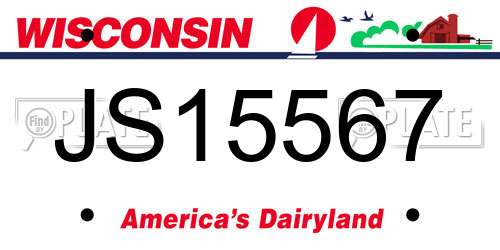 JS15567 Wisconsin License Plate