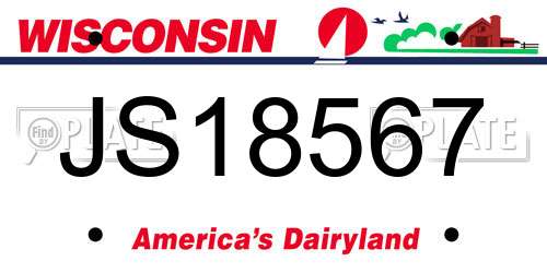 JS18567 Wisconsin License Plate