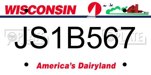 JS1B567 Wisconsin License Plate
