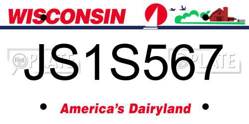 JS1S567 Wisconsin License Plate
