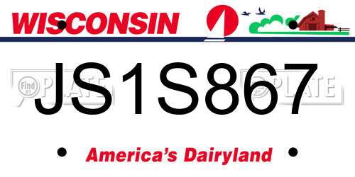 JS1S867 Wisconsin License Plate
